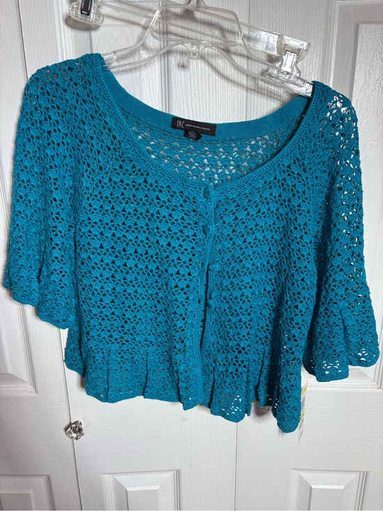 INC International Concepts Tops - INC International Concepts Turquoise Crochet Button-Up Top
